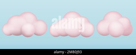 set di 3d nuvole. Icone di nuvole realistiche. 3d forme geometriche. Illustrazione vettoriale. EPS 10. Illustrazione Vettoriale