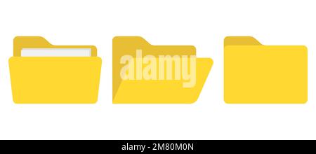 Set di icone cartella file. Aprire la cartella e chiudere la cartella con i documenti. Illustrazione vettoriale. EPS 10. Illustrazione Vettoriale