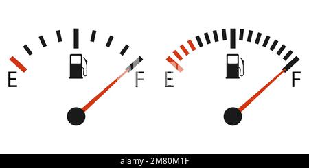 Serie di icone dell'indicatore del livello del combustibile piene. Illustrazione vettoriale. EPS 10. Illustrazione Vettoriale