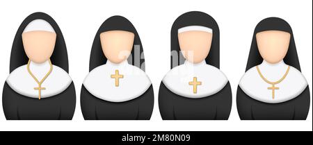 Icona Nun realistica. Sorella del segno di misericordia. Illustrazione vettoriale. EPS 10. Illustrazione Vettoriale