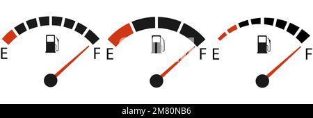 Serie di icone dell'indicatore del livello del combustibile piene. Illustrazione vettoriale. EPS 10. Illustrazione Vettoriale