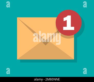 Icona nuovi messaggi in arrivo con notifica. Busta con messaggio in arrivo. Illustrazione vettoriale. EPS 10. Illustrazione Vettoriale