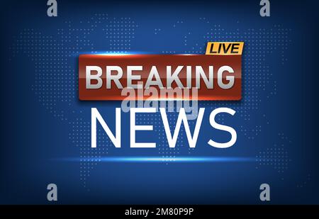 Modello ultime notizie. Testo delle ultime notizie in blu scuro con sfondo della mappa mondiale. Illustrazione vettoriale. EPS 10. Illustrazione Vettoriale