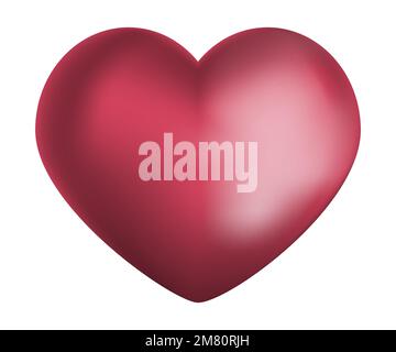 Cuore di San Valentino rosso realistico. Cuore lucido 3D con ombra. Illustrazione vettoriale. EPS 10. Illustrazione Vettoriale
