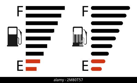 Serie di icone dell'indicatore del livello del combustibile piene. Illustrazione vettoriale. EPS 10. Illustrazione Vettoriale