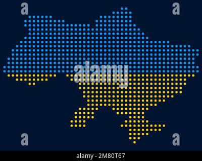 Mappa Ucraina. Bandiera incorporata nella carta dell'Ucraina. Mappa pixel dell'Ucraina. Mappa punteggiata di Ucraina Vector illustrazione. EPS 10. Illustrazione Vettoriale