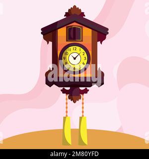 Orologio da parete antico isolato colorato Vector Illustrazione Vettoriale