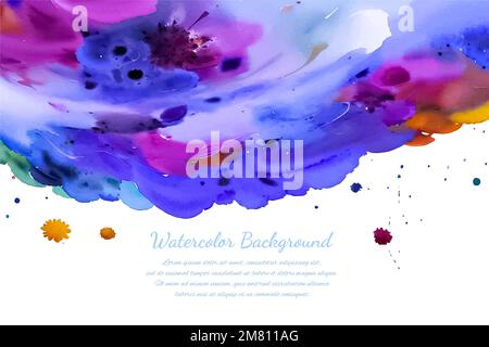 Vernice splash multicolore watercolor blot - modello per i vostri disegni. Blu e viola, sfondo astratto Illustrazione Vettoriale
