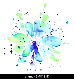 Verde e blu acquerello colorato, macchia di colore, forma astratta Illustrazione Vettoriale