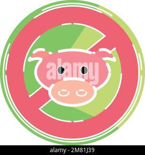 Avatar maiale isolato su proibion Signal Vegan Lifestyle Vector Illustrazione Vettoriale