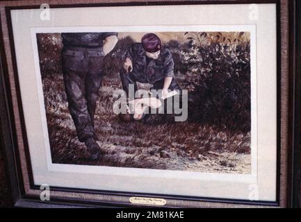 Illustrazione: "Formazione medica a bandiera rossa". Artista: TECH. SGT. David M. Band, US Air Force Art Collection. Paese: Sconosciuto Foto Stock