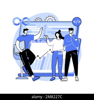 Flusso di lavoro DevSecOps illustrazioni vettoriali isolate di cartoni animati. Illustrazione Vettoriale