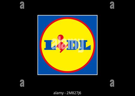 Lidl, Logo, sfondo nero Foto Stock