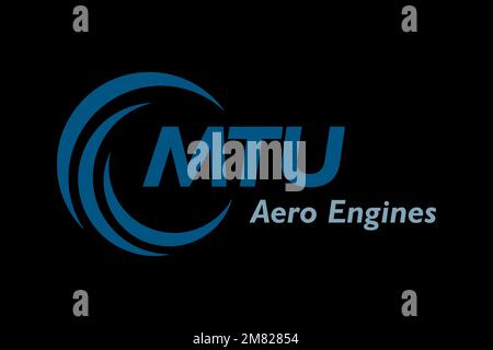 MTU Aero Engines, Logo, sfondo nero Foto Stock