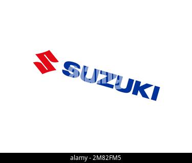 Motore Indomobile Suzuki, logo ruotato, sfondo bianco B Foto Stock