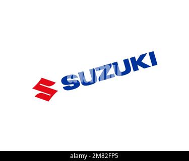 Motore Indomobile Suzuki, logo ruotato, sfondo bianco Foto Stock