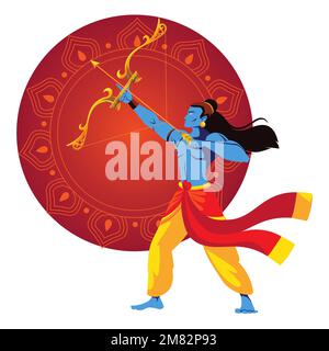 Felice RAM Navami festival dell'India. Signore Rama con freccia. Foto Stock