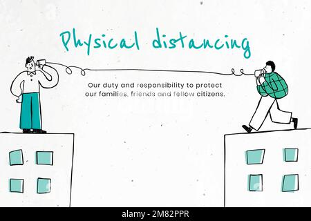 Esercitarsi a distanza fisica per evitare la velocità di Covid-19. Questa immagine fa parte della nostra collaborazione con il team Behavioral Sciences di Hill+Knowlton Stra Illustrazione Vettoriale