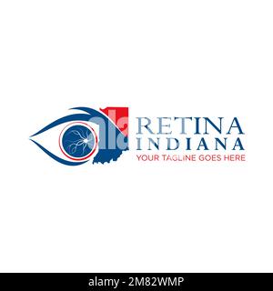 Semplice e unico occhio di retina e mappe della regione indiana immagine grafica icona logo design astratto concetto vettore stock. relativo alla salute o alla malattia degli occhi Illustrazione Vettoriale