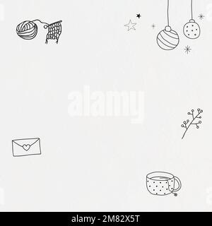 Mano disegnata stile di vita vettore carino inverno doodle illustrazione Illustrazione Vettoriale