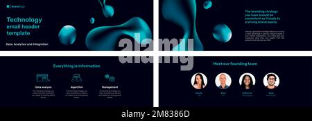 Raccolta vettoriale modello di intestazione e-mail tecnologica Illustrazione Vettoriale