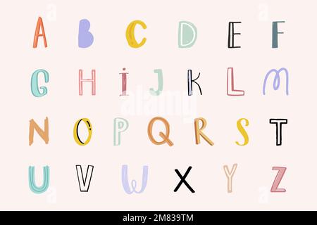 Set di parole vettoriali per alfabeti pastello Illustrazione Vettoriale