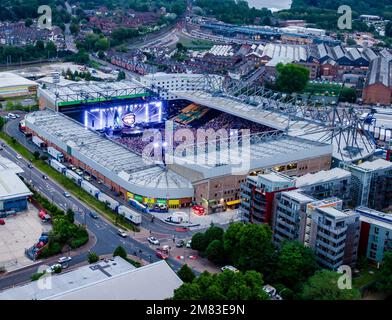 Veduta aerea di Take that al Carrow Road Football Stadium Foto Stock