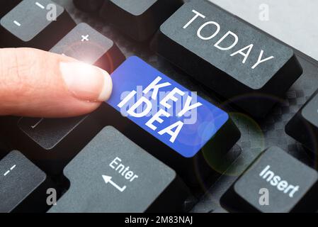 Didascalia di testo che presenta l'idea chiave. Concetto aziendale pensiero o suggerimento eccezionale o vitale senza paragone Foto Stock