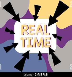 Scrittura visualizzazione testo in tempo reale. Approccio aziendale il tempo effettivo durante il quale si verifica un processo o un evento Foto Stock