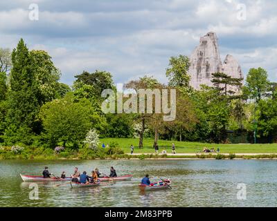 LAGO E ROTUNDA, LAGO DAUMESNIL, BOIS DE VINCENNES, PARIGI, ILE DE FRANCE, FRANCIA, EUROPA Foto Stock