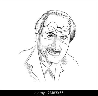 Disegno disegnato a mano Carl Gustav Jung illustrazione vettoriale Illustrazione Vettoriale