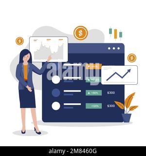 Design vettoriale del portafoglio di trading calzino. Illustrazione per siti Web, landing page, applicazioni mobili, poster e banner Illustrazione Vettoriale