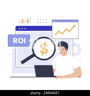 Concetto di illustrazione del ritorno sull'investimento. Illustrazione per siti Web, landing page, applicazioni mobili, poster e banner Illustrazione Vettoriale