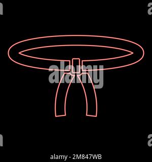 Cintura neon Oriental Combat sport cintura Abbigliamento di caccia karate judo rosso colore vettore illustrazione immagine piatto stile luce Illustrazione Vettoriale