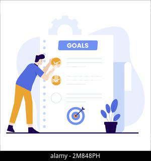 Design piatto di obiettivi personali concetto. Illustrazione per siti Web, landing page, applicazioni mobili, poster e banner. Trendy piano vettore illustra Illustrazione Vettoriale