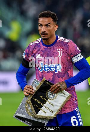 Danilo della Juventus FC ha visto durante la Serie Una partita del 2022/23 tra Juventus FC e Udinese Calcio allo Stadio Allianz il 07 gennaio 2023 a Torino Foto Stock