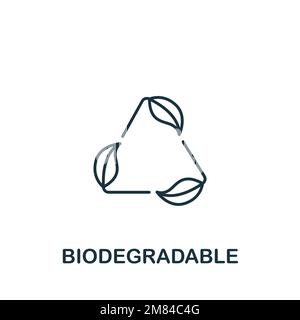 Icona biodegradabile. Icona monocromatica Simple Sustainability per modelli, web design e infografiche Illustrazione Vettoriale