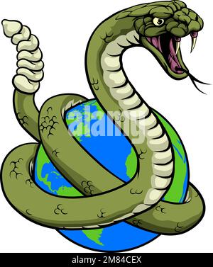 Concetto del globo della terra di Snake del mondo di Rattlesnake Illustrazione Vettoriale