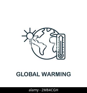 Icona riscaldamento globale. Icona monocromatica Simple Sustainability per modelli, web design e infografiche Illustrazione Vettoriale