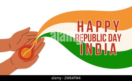 Happy Republic Day, Vector Illustration of Republic Day India, Banner Design del 26 gennaio Illustrazione Vettoriale