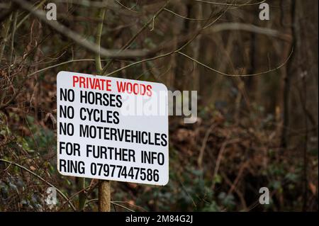 Terreno boschivo privato vicino a Ross-on-Wye, Herefordshire UK Foto Stock