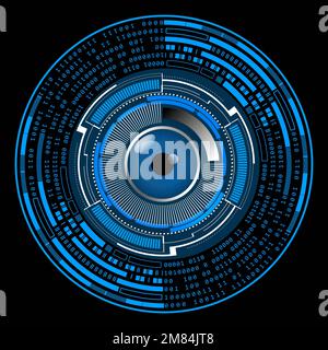 Eye Cyber Circuit Future Technology background - 3D Illustrazione Foto Stock