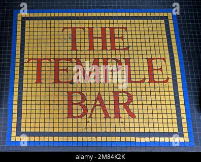 Pavimento a mosaico al Temple Bar, Dublino, Est 1840, 47-48 Temple Bar, Dublino 2, D02 N725, Eire, Irlanda Foto Stock