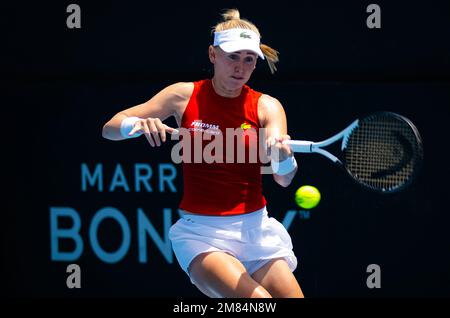 Jil Teichmann della Svizzera in azione durante il secondo round del torneo di tennis 2023 di Adelaide International 2, WTA 500, il 11 gennaio 2023 ad Adelaide, Australia - Foto: Rob Prange/DPPI/LiveMedia Foto Stock