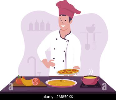 Persone che cucinano il concetto di disegno di illustrazione. Illustrazione per siti Web, landing page, applicazioni mobili, poster e banner Illustrazione Vettoriale