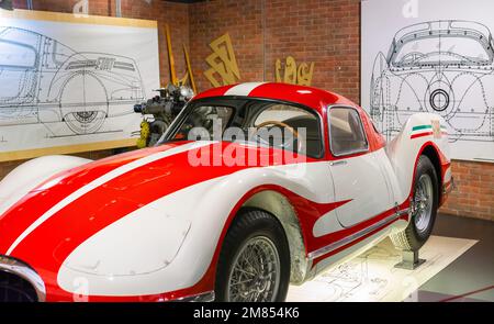 Museo Nazionale dell'Auto di Torino (MAUTO): Italia 1954 - Fiat Turbina - Una turbina in primo piano - interno del Museo - Torino, Italia, Europa Foto Stock