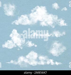 Vettore di elemento cloud realistico impostato su sfondo blu Illustrazione Vettoriale