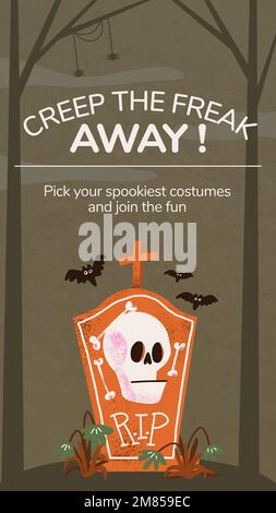 Instagram modello di storia vettore, Halloween celebrazione evento pubblicità Illustrazione Vettoriale