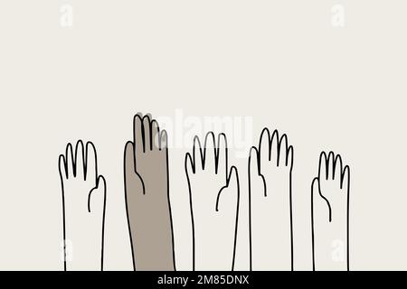 Diritti umani doodle vettore stile disegnato a mano Illustrazione Vettoriale