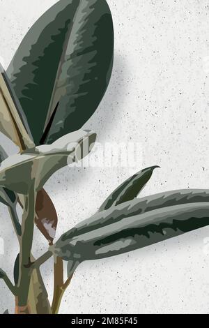 Gomma pianta sfondo carta da parati vettore, foglia verde houseplant Illustrazione Vettoriale